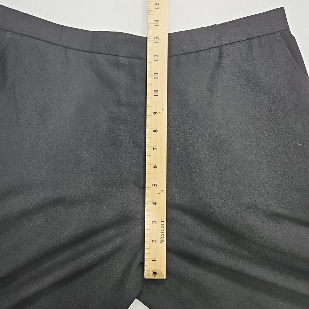 Eileen Fisher Large Black Woven Wool Crepe Straight Leg Trouser Pants Pockets - Picture 6 of 9